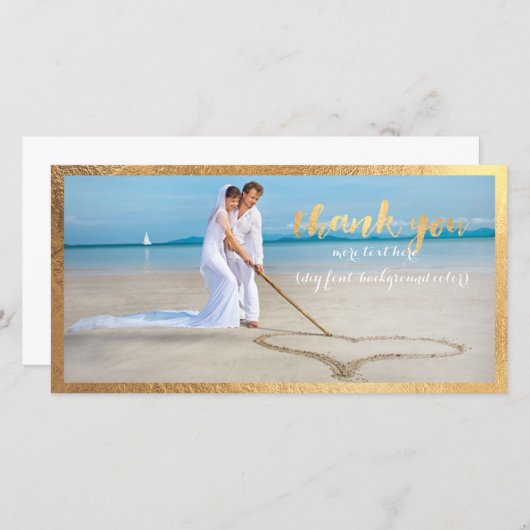 PixDezines faux gouden lijst/dank u bruiloft foto Bedankkaart (Voorkant / Achterkant)