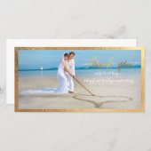 PixDezines faux gouden lijst/dank u bruiloft foto Bedankkaart (Voorkant / Achterkant)