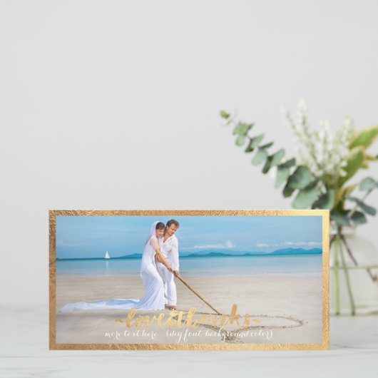 PixDezines faux gouden lijst/dank u bruiloft foto Bedankkaart (Staand voorkant)