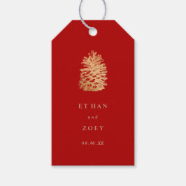 PixDezines faux gouden pinecone/dankjewel/doe-het- Cadeaulabel
