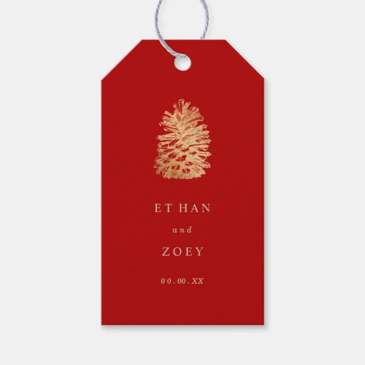 PixDezines faux gouden pinecone/dankjewel/doe-het- Cadeaulabel (Voorkant)