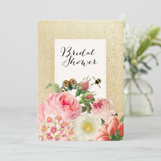 PixDezines faux goudvlekken/rozen/vrijgezellenfees Kaart (Staand voorkant)