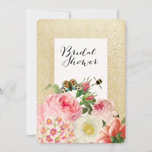 PixDezines faux goudvlekken/rozen/vrijgezellenfees Kaart (Voorkant)