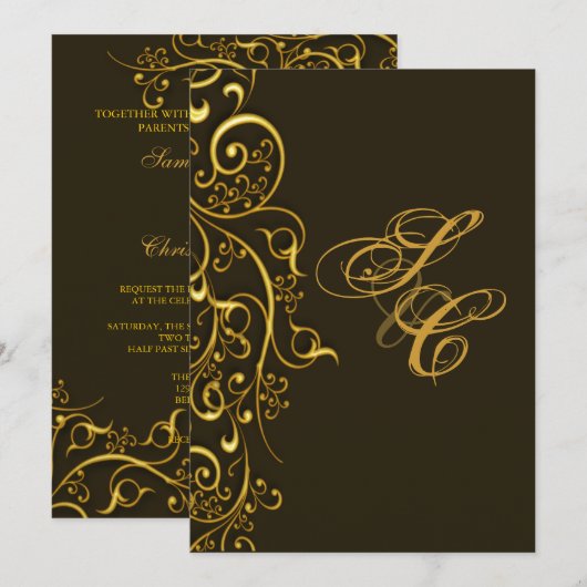 PixDezines  faux goudzirls Kaart (Voorkant / Achterkant)