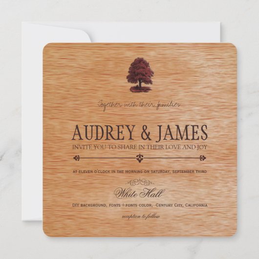 PixDezines faux-houtfineer+eikenbomen Kaart (Achterkant)