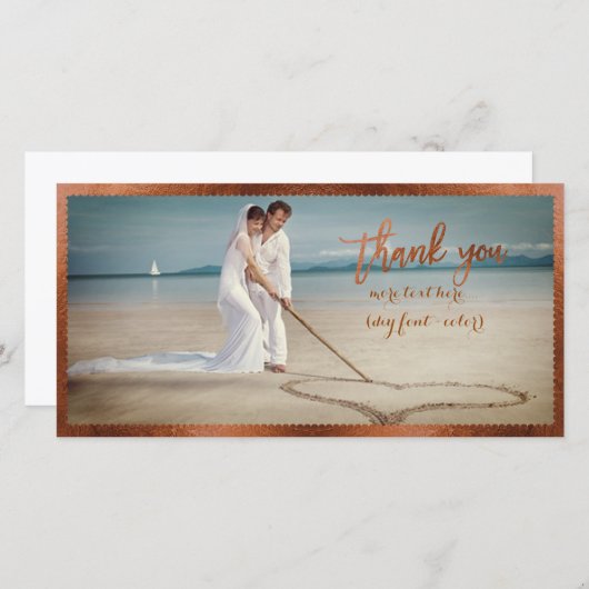 PixDezines faux koperen lijst/dank u foto Bedankkaart (Voorkant / Achterkant)