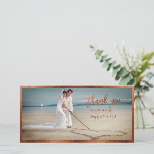 PixDezines faux koperen lijst/dank u foto Bedankkaart (Staand voorkant)