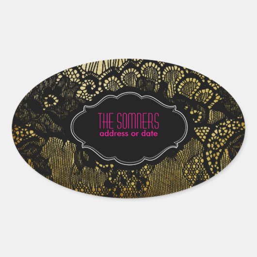 PixDezines  faux lace / DIY achtergrond kleur Ovale Sticker (Voorkant)