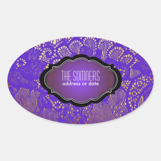 PixDezines faux lace / DIY achtergrond kleur Ovale Sticker (Voorkant)