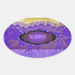 PixDezines  faux lace / DIY achtergrond kleur Ovale Sticker