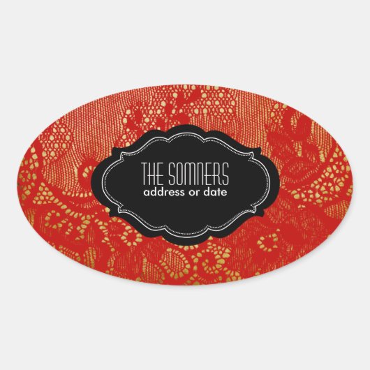 PixDezines  faux lace / DIY achtergrond kleur Ovale Sticker (Voorkant)