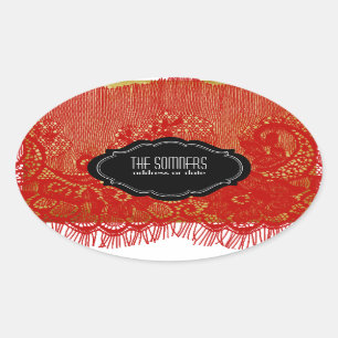 PixDezines  faux lace / DIY achtergrond kleur Ovale Sticker