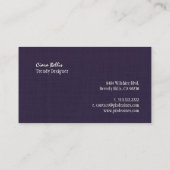 PixDezines faux linen eggplant paars Visitekaartje (Achterkant)