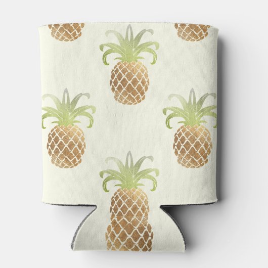 PixDezines Faux Metallic Ananas Patroon Blikjeskoeler (Achterkant)