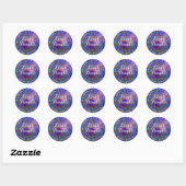 PixDezines FAUX METALLIC KOBALT VIOLET + GOUD Ronde Sticker (Vel)