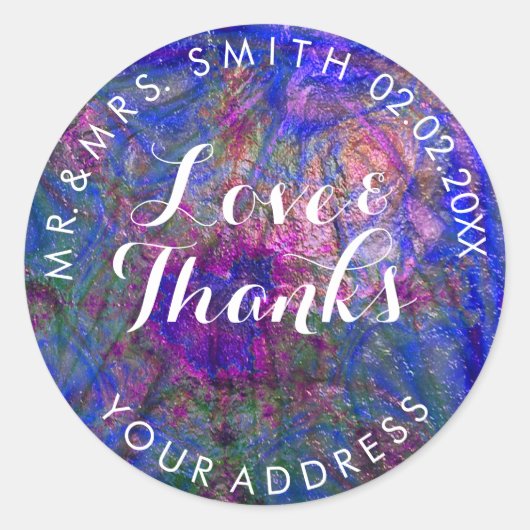 PixDezines FAUX METALLIC KOBALT VIOLET + GOUD Ronde Sticker (Voorkant)