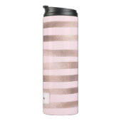 PixDezines Faux Metallic/Roos Gold Stripes Thermosbeker (Geroteerd rechts)