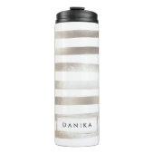 PixDezines Faux Metallic/Silver Stripes Thermosbeker (Voorkant)
