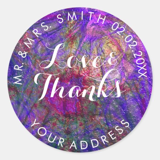 PixDezines FAUX METALLIC VIOLET+GOLD Ronde Sticker (Voorkant)