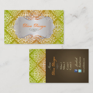 PixDezines Faux Pearl Étienne Damask Visitekaartje