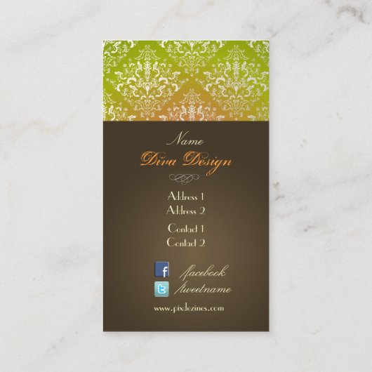 PixDezines Faux Pearl Étienne Damask Visitekaartje (Achterkant)