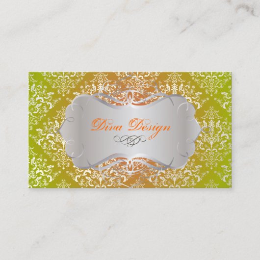 PixDezines Faux Pearl Étienne Damask Visitekaartje (Voorkant)