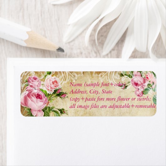 PixDezines faux perkament +  rozen Etiket (Insitu)