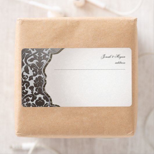 PixDezines faux platina flora damast Etiket (Insitu)