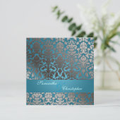 PixDezines faux platinum flora damask/blauwgroen Kaart (Staand voorkant)