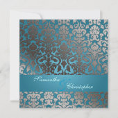 PixDezines faux platinum flora damask/blauwgroen Kaart (Voorkant)