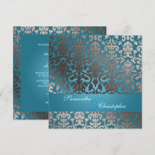 PixDezines faux platinum flora damask/blauwgroen Kaart