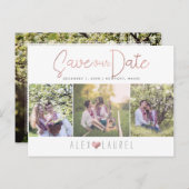 PixDezines Faux Roos Gold Bewaar onze datum Aankondigingskaart (Voorkant / Achterkant)