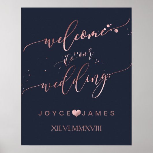 PixDezines FAUX ROOS GOLD CALLIGRAPHY/WELCOME Poster (Voorkant)