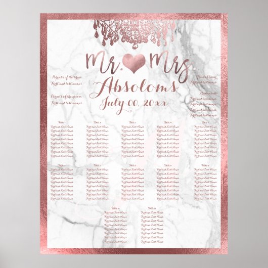 PixDezines Faux Roos Gold Chandelier/Heart/Marble Poster (Voorkant)