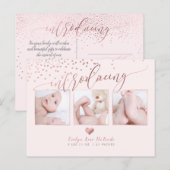 PixDezines Faux Roos Gold Confetti/Geboorte Aankon Aankondigingskaart (Voorkant / Achterkant)