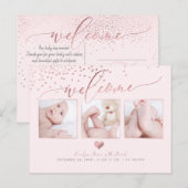 PixDezines Faux Roos Gold Confetti/Geboorte Aankon Aankondigingskaart (Voorkant / Achterkant)