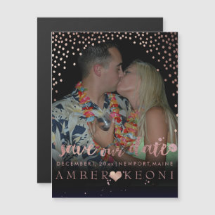 PixDezines Faux Roos Gold Confetti/Heart/Opslagdat Magnetische Uitnodiging