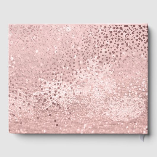 PixDezines FAUX ROOS GOLD CONFETTI+SNEEUWBENKEH Gastenboek (Achterkant)