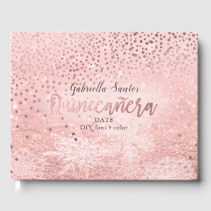 PixDezines FAUX ROOS GOLD CONFETTI+SNEEUWBENKEH Gastenboek