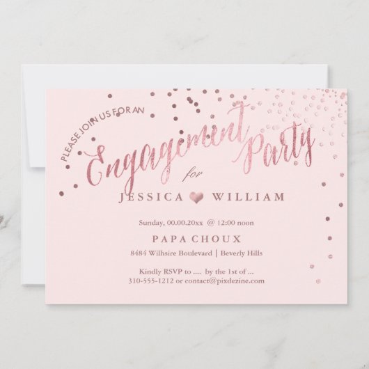 PixDezines Faux Roos Gold Confetti Verloving Kaart (Achterkant)