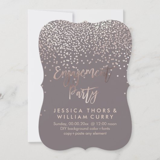 PixDezines Faux Roos Gold Confetti Verloving Kaart (Voorkant)