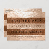 PixDezines Faux Roos Gold+Copper Folie/bewaardatum Aankondigingskaart (Voorkant / Achterkant)