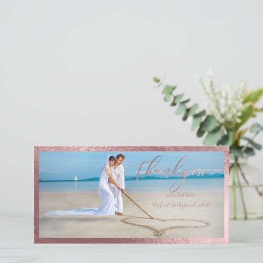 PixDezines faux roos gold/dank jullie trouwfoto Bedankkaart (Staand voorkant)