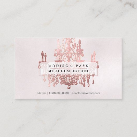 PixDezines faux roos Gold-kroonkandelaar Visitekaartje (Voorkant)