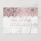 PixDezines Faux Roos Gold/Lace+Marble/Opslagdatum Aankondigingskaart (Voorkant)