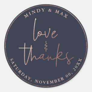 PixDezines FAUX ROOS GOLD LOVE+BEDANKT DIY COLOR Ronde Sticker