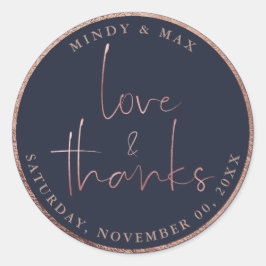 PixDezines FAUX ROOS GOLD LOVE+BEDANKT|DIY COLOR Ronde Sticker