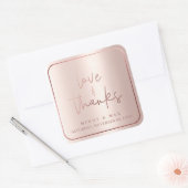 PixDezines FAUX ROOS GOLD LOVE+BEDANKT Vierkante Sticker (Envelop)