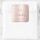 PixDezines FAUX ROOS GOLD LOVE+BEDANKT Vierkante Sticker (Tas)