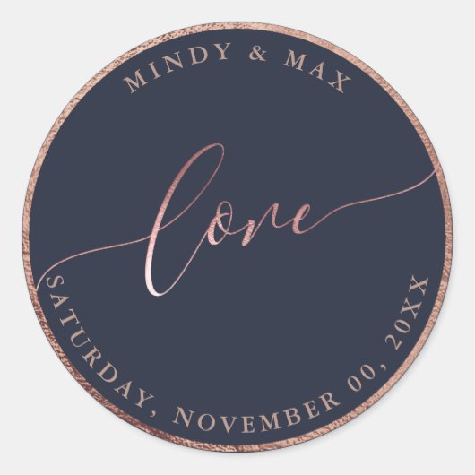 PixDezines FAUX ROOS GOLD LOVE | DIY-KLEUR Ronde Sticker (Voorkant)